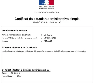 Certificat de non-gage